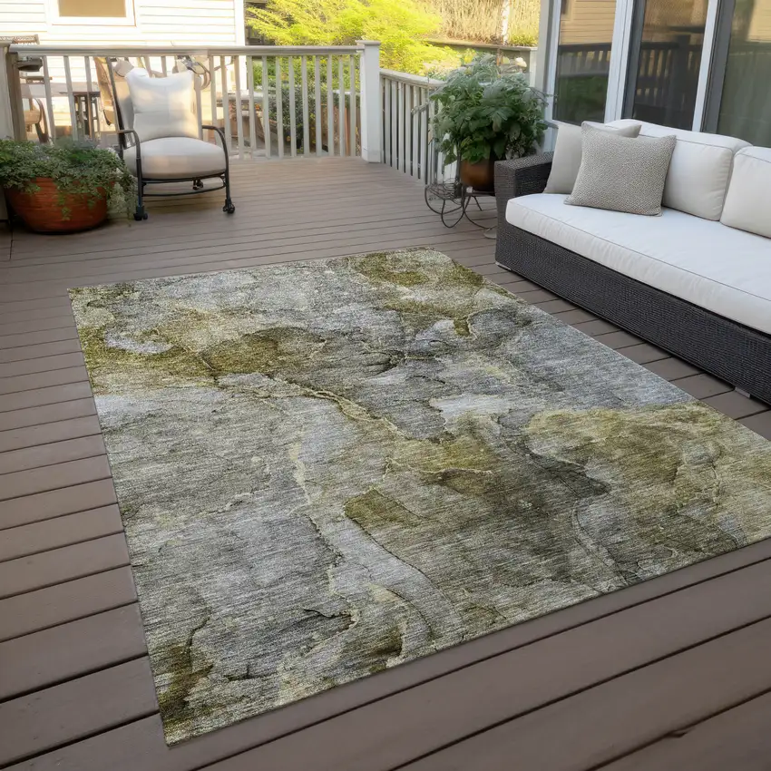 Taupe Brown And Gray Abstract Washable Indoor Outdoor Area Rug Photo 8