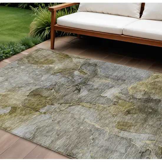 Taupe Brown And Gray Abstract Washable Indoor Outdoor Area Rug Photo 1