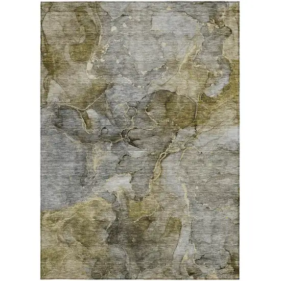 Taupe Brown And Gray Abstract Washable Indoor Outdoor Area Rug Photo 7