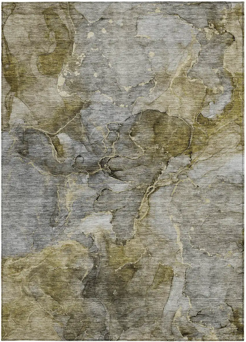 Taupe Brown And Gray Abstract Washable Indoor Outdoor Area Rug Photo 7