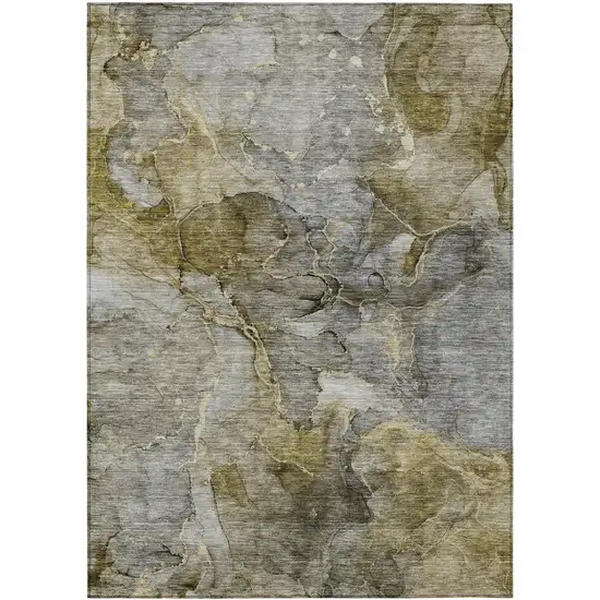 Taupe Brown And Gray Abstract Washable Indoor Outdoor Area Rug Photo 2