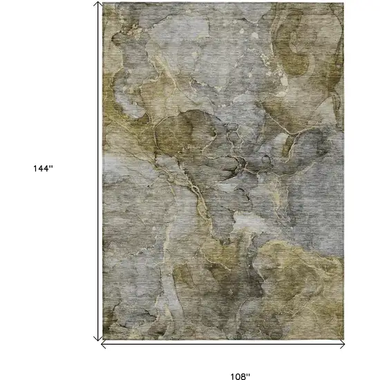 Taupe Brown And Gray Abstract Washable Indoor Outdoor Area Rug Photo 3