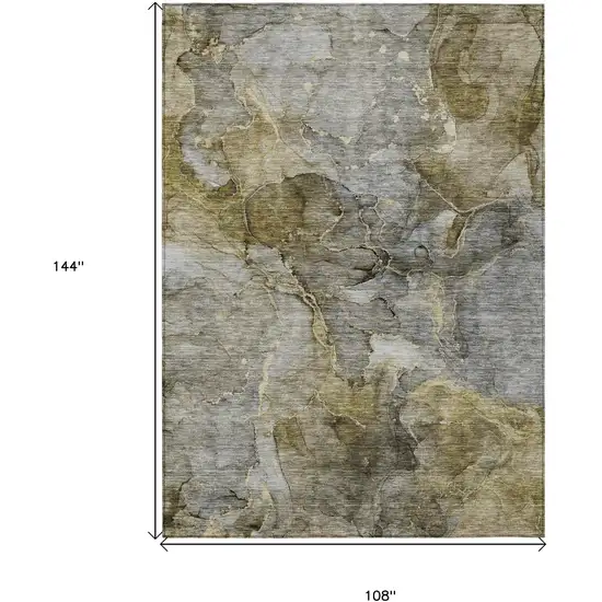 Taupe Brown And Gray Abstract Washable Indoor Outdoor Area Rug Photo 3