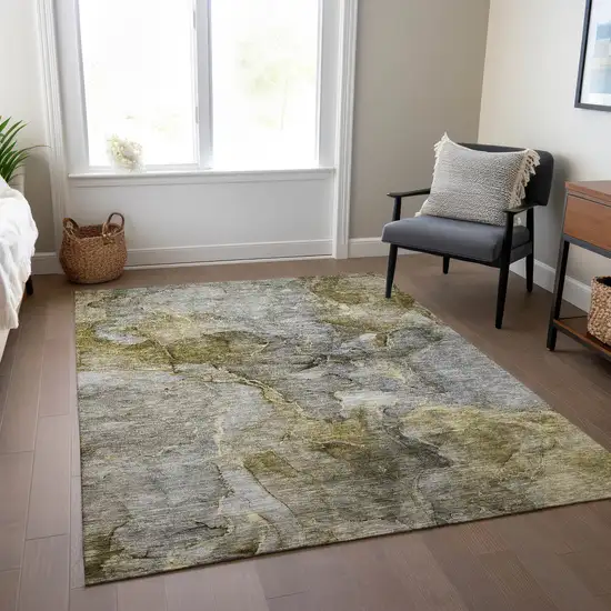 Taupe Brown And Gray Abstract Washable Indoor Outdoor Area Rug Photo 9