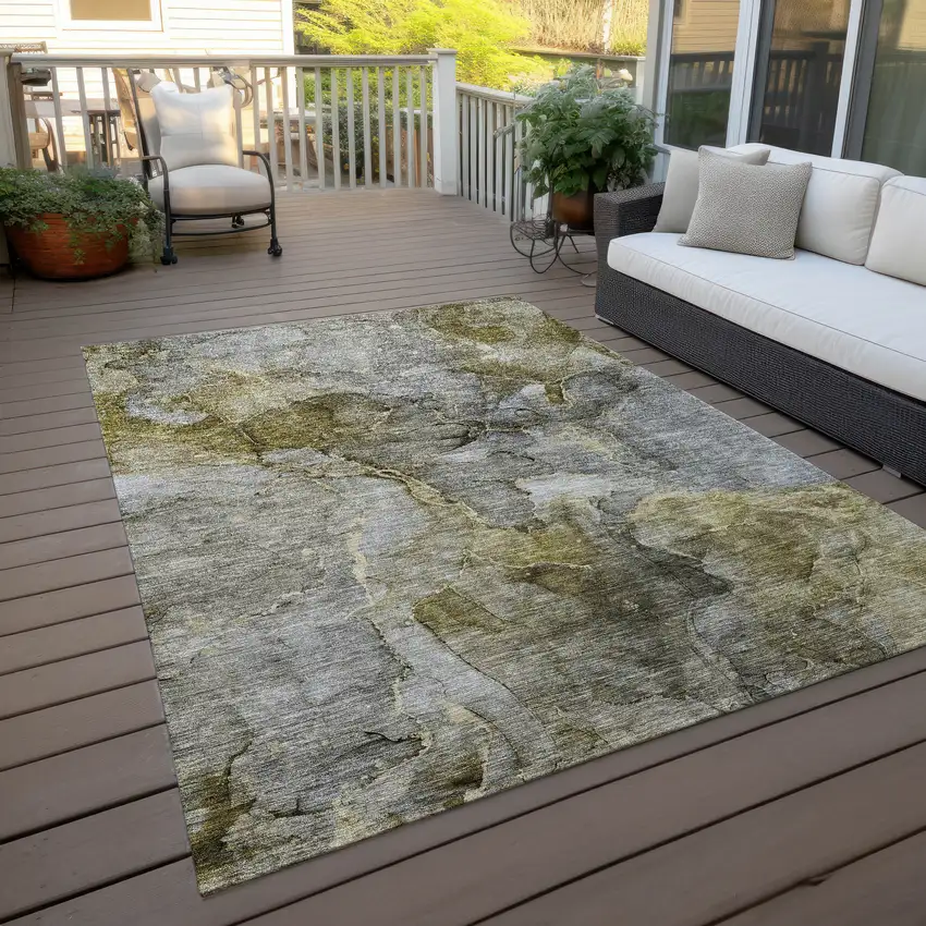 Taupe Brown And Gray Abstract Washable Indoor Outdoor Area Rug Photo 8