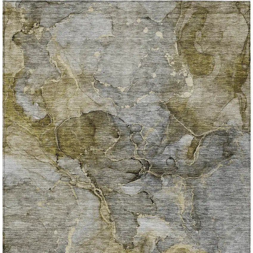 Taupe Brown And Gray Abstract Washable Indoor Outdoor Area Rug Photo 6