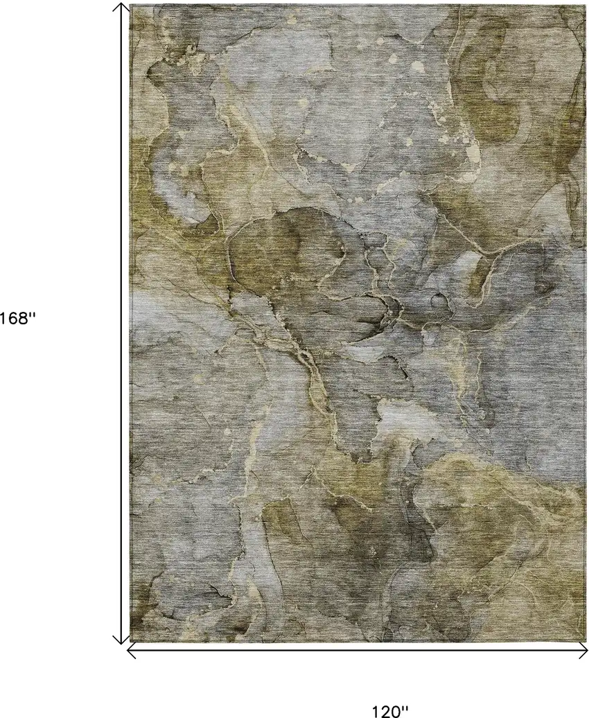 Taupe Brown And Gray Abstract Washable Indoor Outdoor Area Rug Photo 3