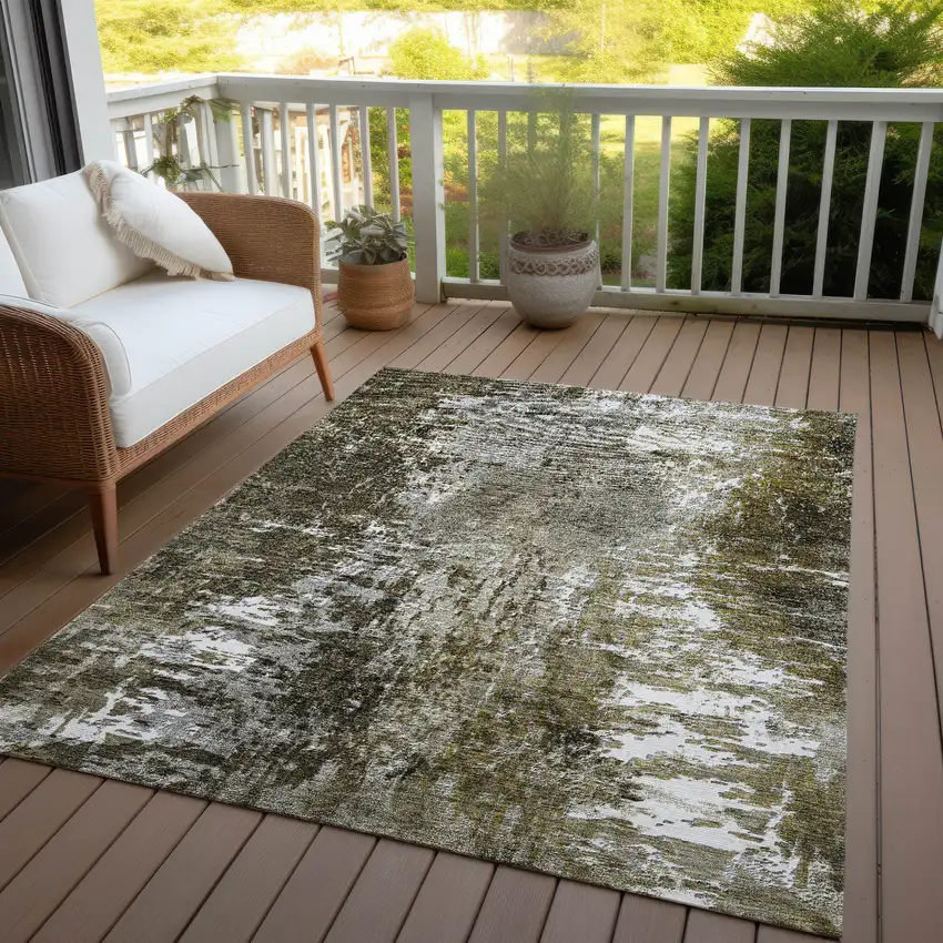 Taupe Brown And Gray Abstract Washable Indoor Outdoor Area Rug Photo 7