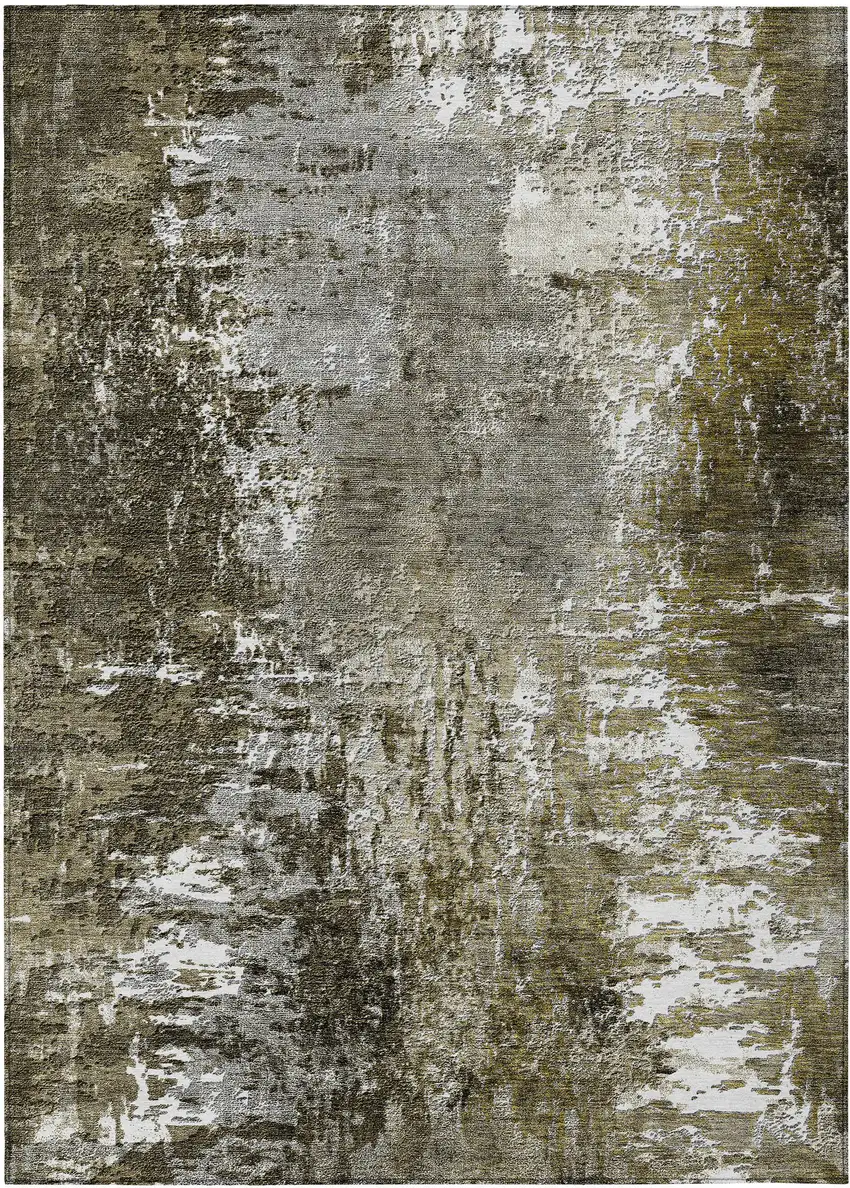 Taupe Brown And Gray Abstract Washable Indoor Outdoor Area Rug Photo 2