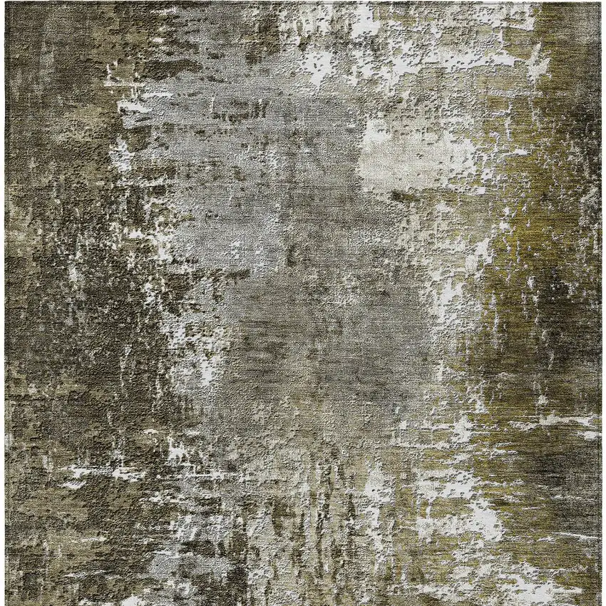 Taupe Brown And Gray Abstract Washable Indoor Outdoor Area Rug Photo 5