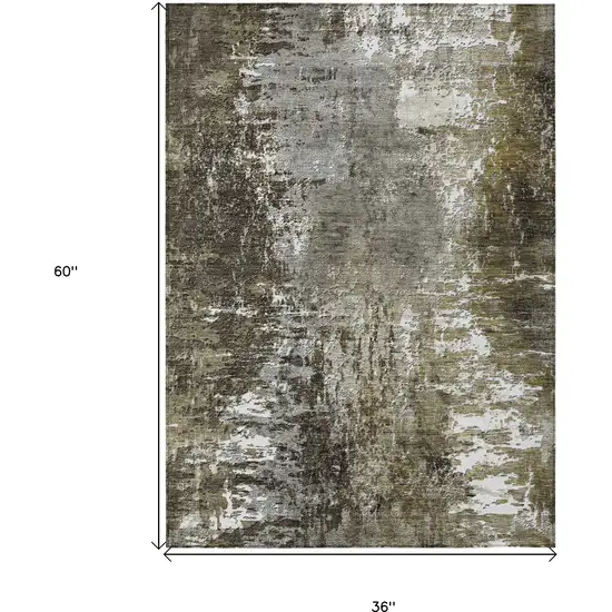 Taupe Brown And Gray Abstract Washable Indoor Outdoor Area Rug Photo 3