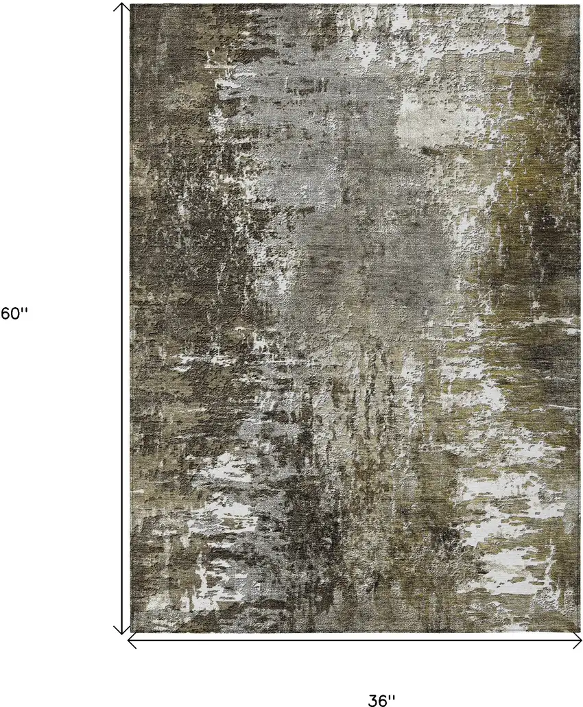 Taupe Brown And Gray Abstract Washable Indoor Outdoor Area Rug Photo 3
