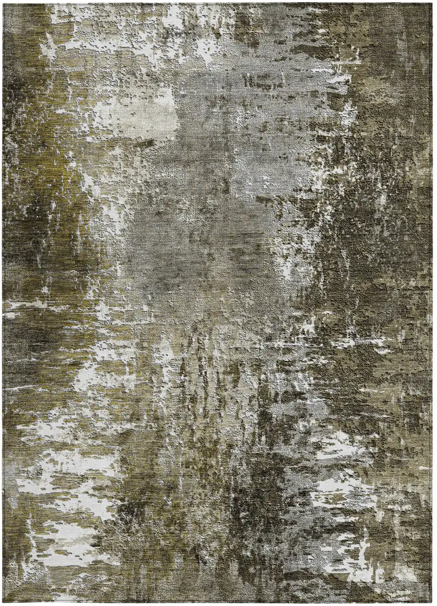 Taupe Brown And Gray Abstract Washable Indoor Outdoor Area Rug Photo 5