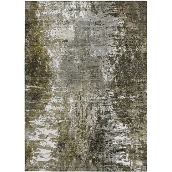 Taupe Brown And Gray Abstract Washable Indoor Outdoor Area Rug Photo 5