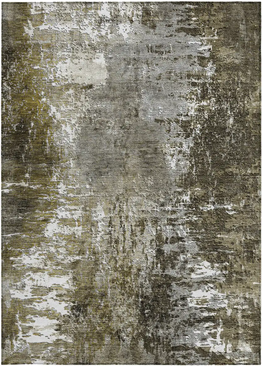 Taupe Brown And Gray Abstract Washable Indoor Outdoor Area Rug Photo 5