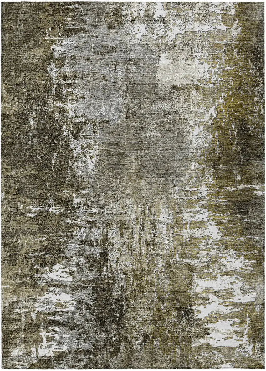 Taupe Brown And Gray Abstract Washable Indoor Outdoor Area Rug Photo 1