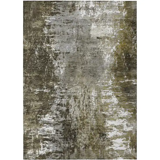 Taupe Brown And Gray Abstract Washable Indoor Outdoor Area Rug Photo 1
