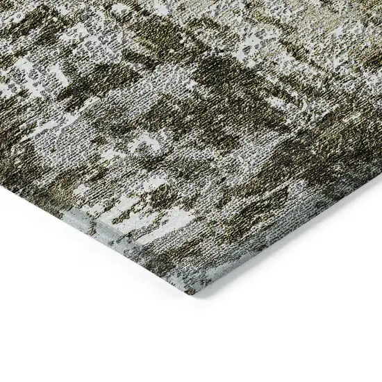 Taupe Brown And Gray Abstract Washable Indoor Outdoor Area Rug Photo 3