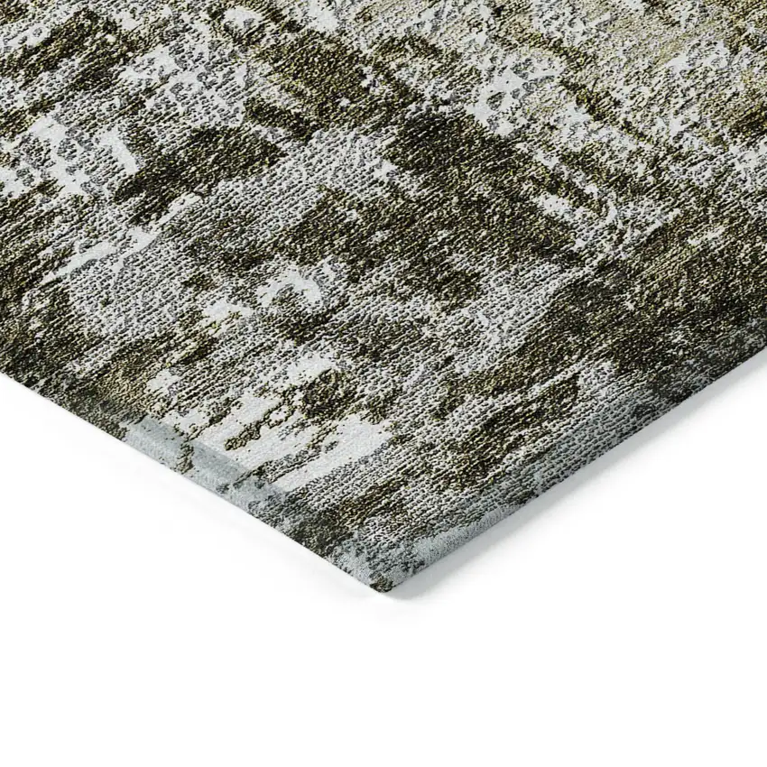 Taupe Brown And Gray Abstract Washable Indoor Outdoor Area Rug Photo 3