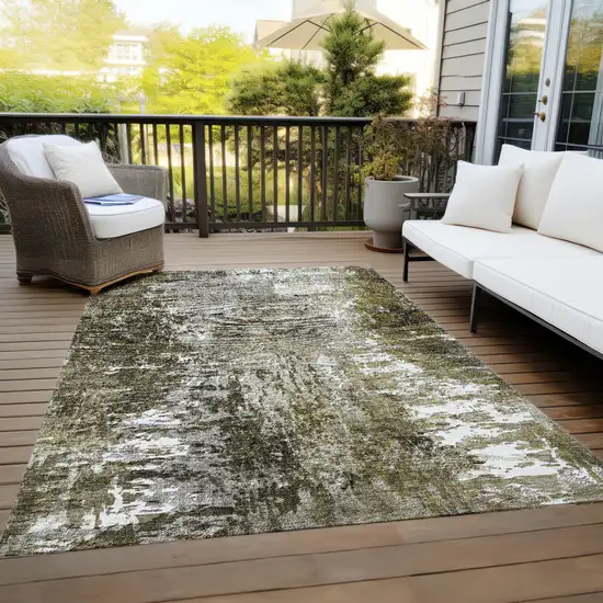 Taupe Brown And Gray Abstract Washable Indoor Outdoor Area Rug Photo 9