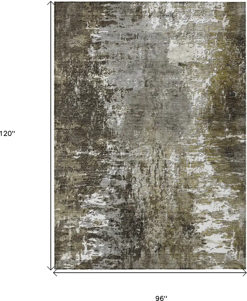 Taupe Brown And Gray Abstract Washable Indoor Outdoor Area Rug Photo 3