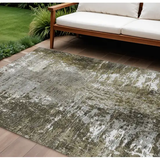 Taupe Brown And Gray Abstract Washable Indoor Outdoor Area Rug Photo 1