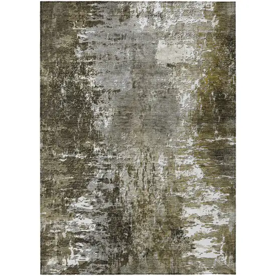 Taupe Brown And Gray Abstract Washable Indoor Outdoor Area Rug Photo 1