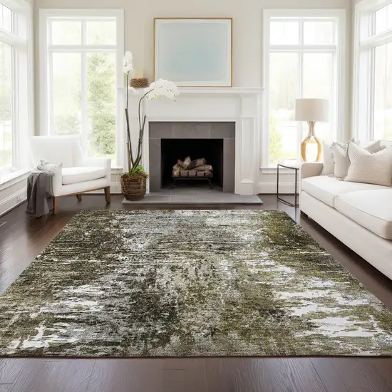 Taupe Brown And Gray Abstract Washable Indoor Outdoor Area Rug Photo 8