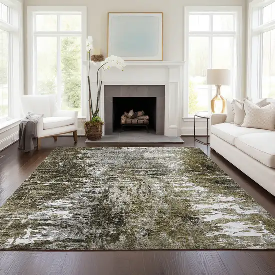 Taupe Brown And Gray Abstract Washable Indoor Outdoor Area Rug Photo 8