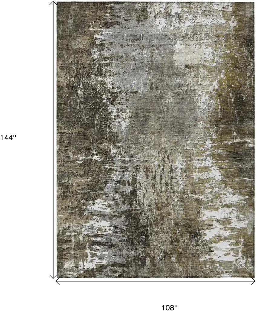 Taupe Brown And Gray Abstract Washable Indoor Outdoor Area Rug Photo 3