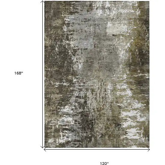 Taupe Brown And Gray Abstract Washable Indoor Outdoor Area Rug Photo 3