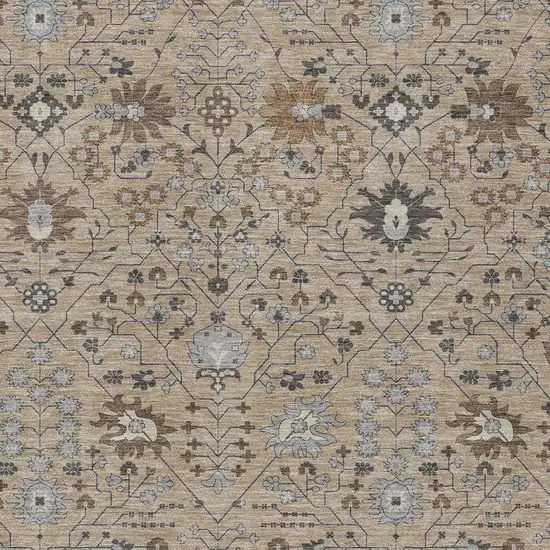 Taupe Brown And Gray Oriental Washable Indoor Outdoor Area Rug Photo 5