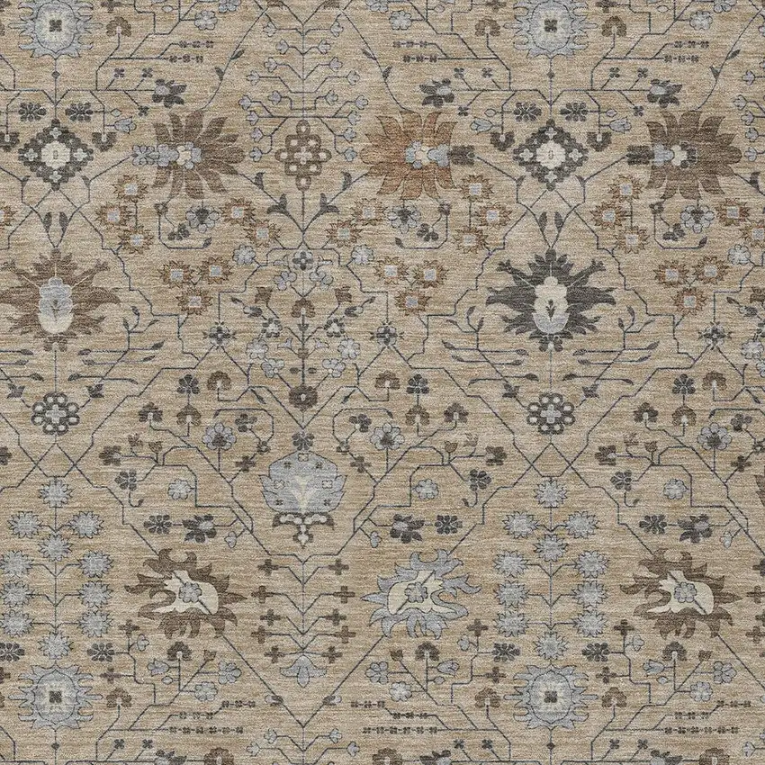 Taupe Brown And Gray Oriental Washable Indoor Outdoor Area Rug Photo 5