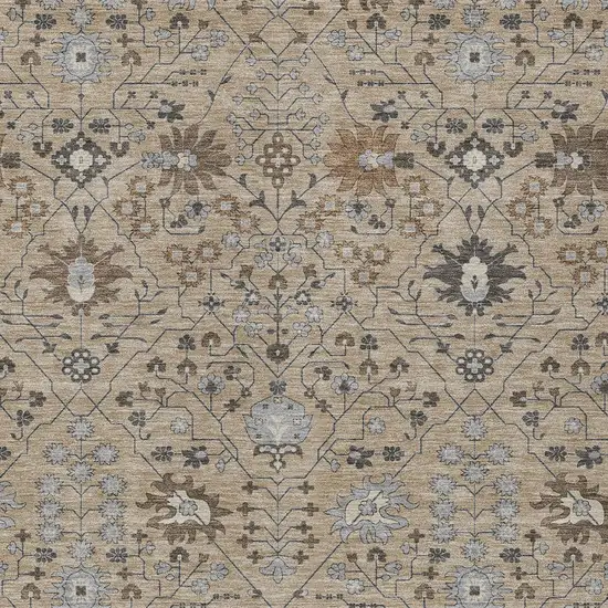 Taupe Brown And Gray Oriental Washable Indoor Outdoor Area Rug Photo 5