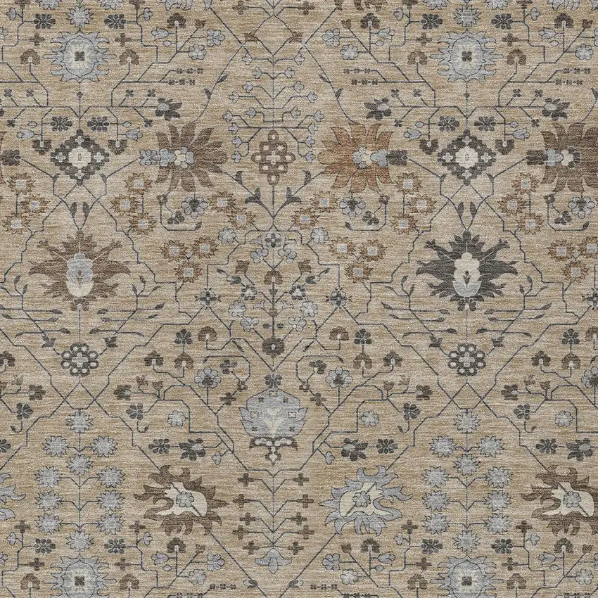 Taupe Brown And Gray Oriental Washable Indoor Outdoor Area Rug Photo 5
