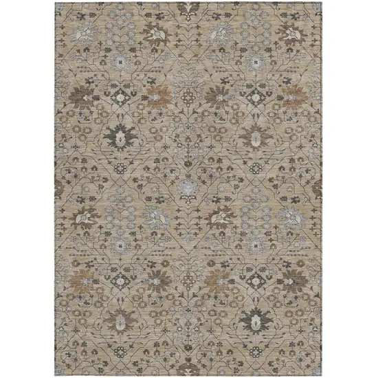 Taupe Brown And Gray Oriental Washable Indoor Outdoor Area Rug Photo 6