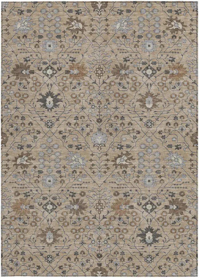 Taupe Brown And Gray Oriental Washable Indoor Outdoor Area Rug Photo 6
