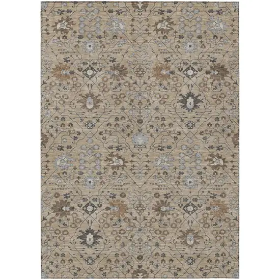 Taupe Brown And Gray Oriental Washable Indoor Outdoor Area Rug Photo 2