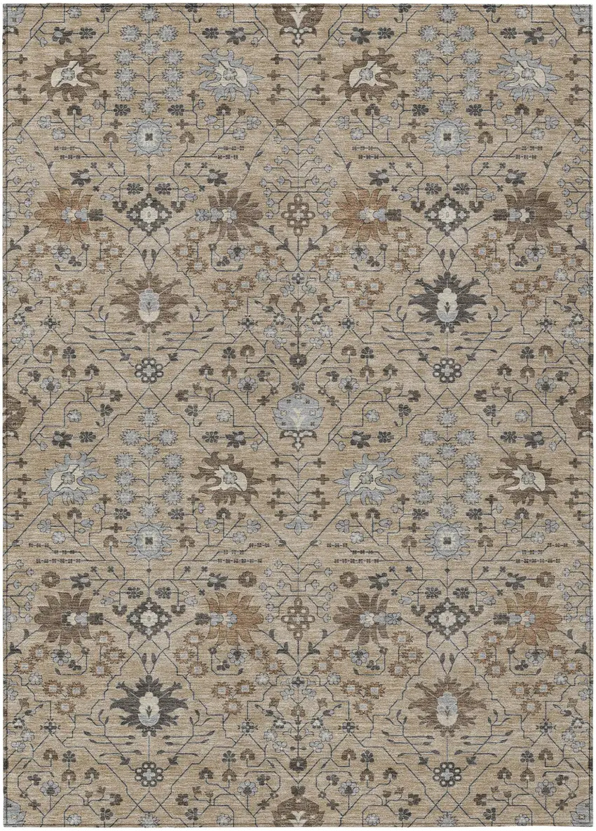 Taupe Brown And Gray Oriental Washable Indoor Outdoor Area Rug Photo 2