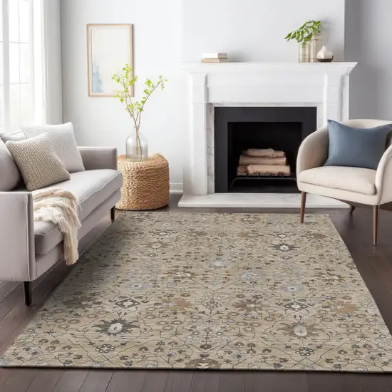 Taupe Brown And Gray Oriental Washable Indoor Outdoor Area Rug Photo 8