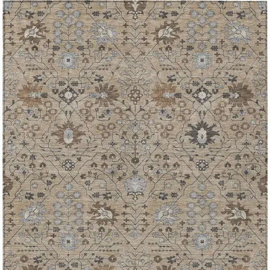 Taupe Brown And Gray Oriental Washable Indoor Outdoor Area Rug Photo 5