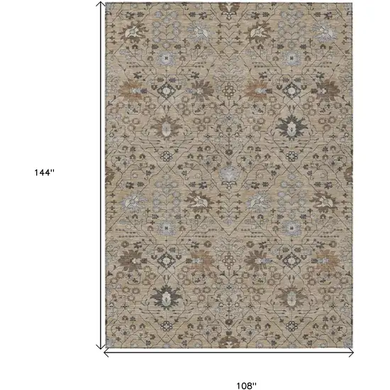 Taupe Brown And Gray Oriental Washable Indoor Outdoor Area Rug Photo 3