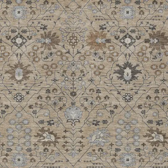 Taupe Brown And Gray Oriental Washable Indoor Outdoor Area Rug Photo 5