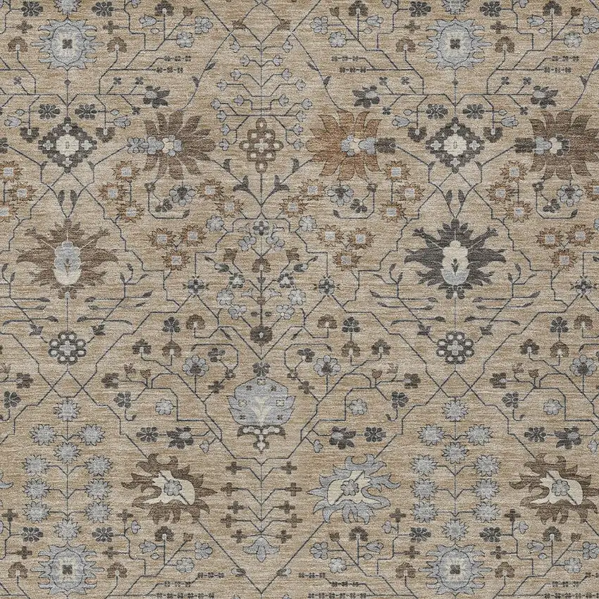 Taupe Brown And Gray Oriental Washable Indoor Outdoor Area Rug Photo 5