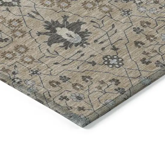 Taupe Brown And Gray Oriental Washable Indoor Outdoor Area Rug Photo 4