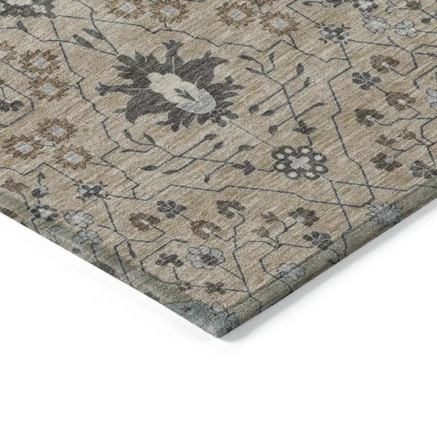 Taupe Brown And Gray Oriental Washable Indoor Outdoor Area Rug Photo 4