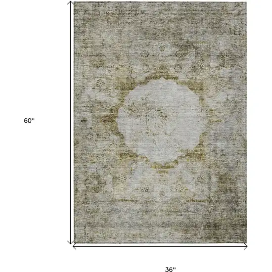 Taupe Brown And Gray Oriental Washable Indoor Outdoor Area Rug Photo 3