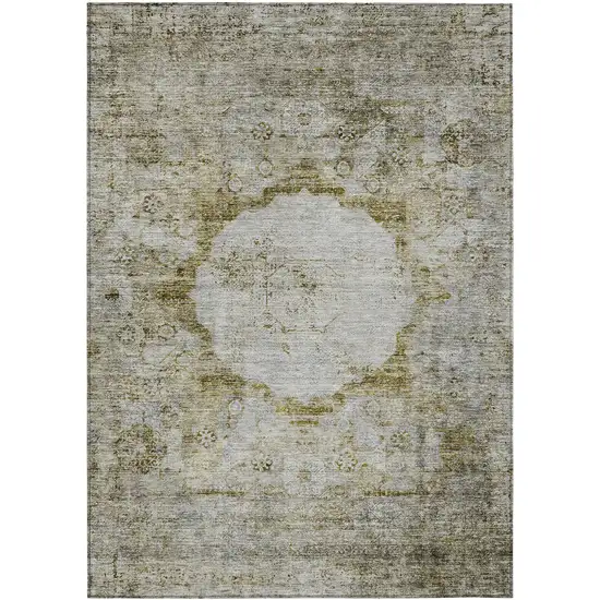 Taupe Brown And Gray Oriental Washable Indoor Outdoor Area Rug Photo 2