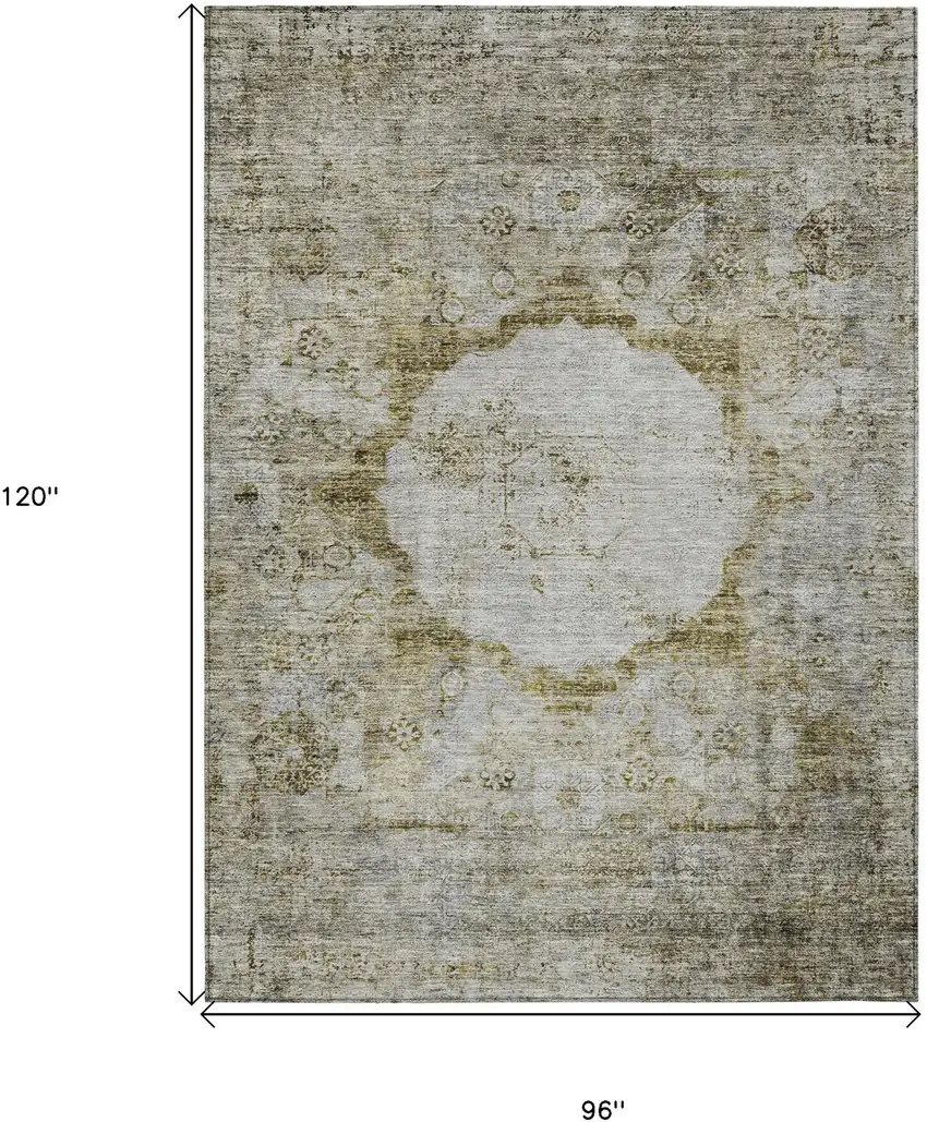 Taupe Brown And Gray Oriental Washable Indoor Outdoor Area Rug Photo 3
