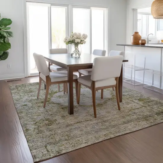 Taupe Brown And Gray Oriental Washable Indoor Outdoor Area Rug Photo 9